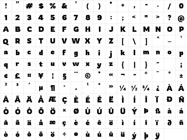 Rowdy Bold font glyphpreview