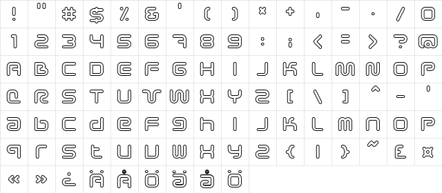 Sci Fied Outline Regular font glyphpreview