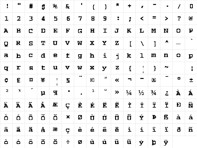 FZ WARPED 39 Normal font glyphpreview