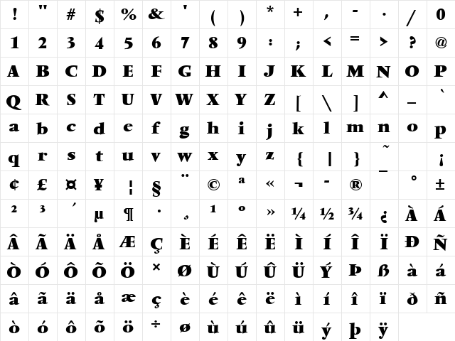 VendomeT Bold font glyphpreview