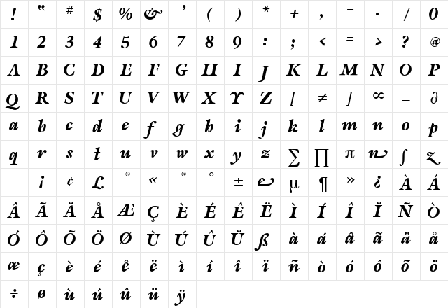 Sevilla DB Regular font glyphpreview