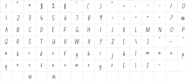 NSW Normal font glyphpreview