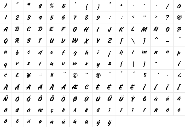Speedline Regular font glyphpreview