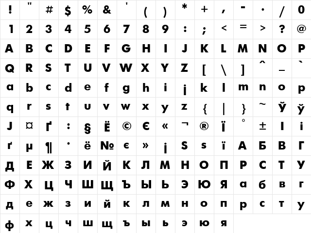 UkrainianFuturisExtra Regular font glyphpreview