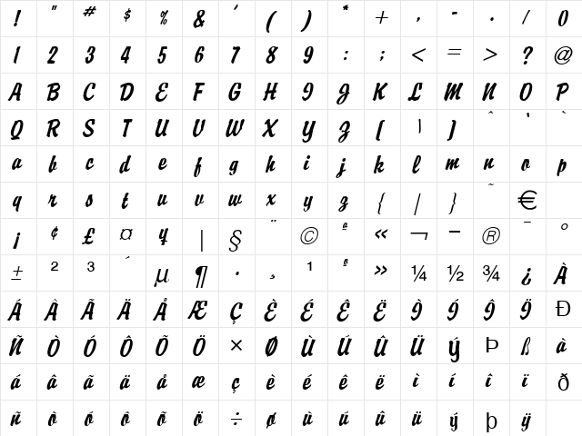 BriskExtended Italic font glyphpreview