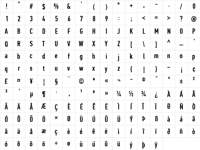 PF Din Text Comp Pro Medium font glyphpreview