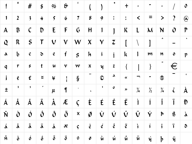 FlatBrushThin Normal font glyphpreview