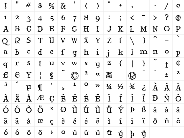 Mary Jane Meade Regular font glyphpreview
