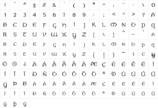 FZ JAZZY 31 CRACKED Normal font glyphpreview
