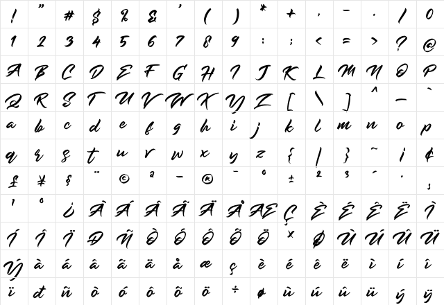 Rockmore Regular font glyphpreview