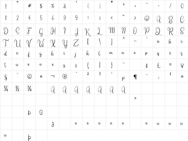 Sweety Amour Regular font glyphpreview