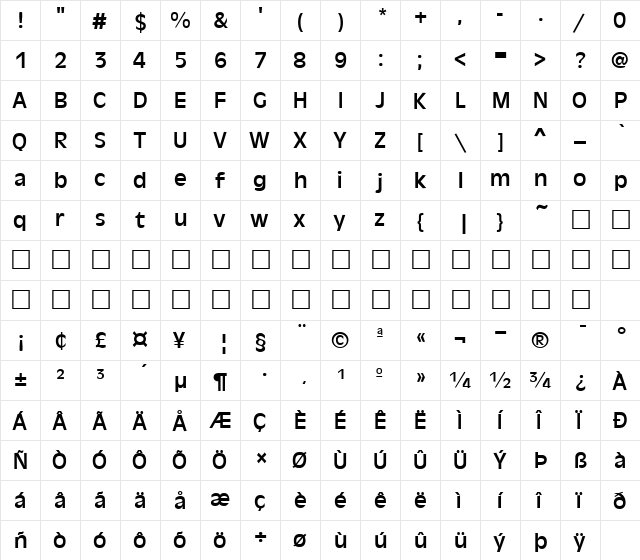 FZ BASIC 2 Normal font glyphpreview