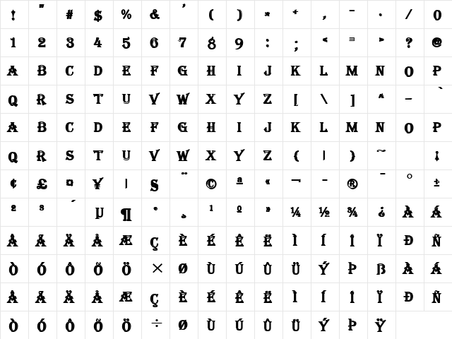 Tangiers Bold font glyphpreview