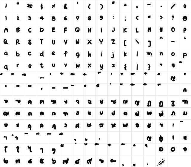 TX Jello Regular font glyphpreview