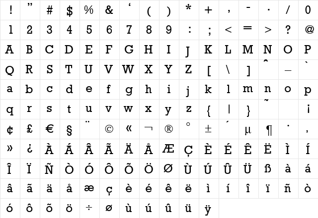 Rambault Regular font glyphpreview
