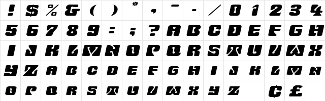 WavyOrnamentalExtended Oblique font glyphpreview