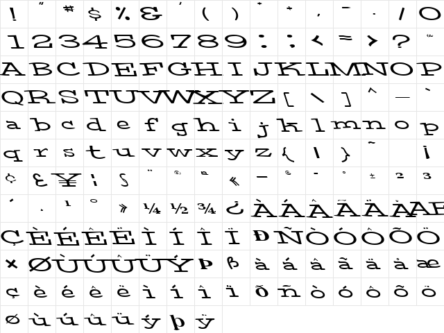 Celtic Regular font glyphpreview