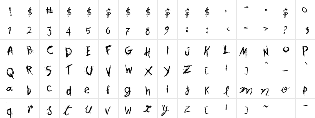 Spots in the Mirror Regular font glyphpreview