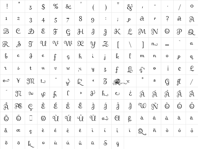 Fling LET Regular font glyphpreview