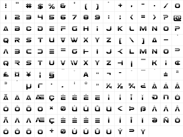 Eurofighter Halftone Regular font glyphpreview