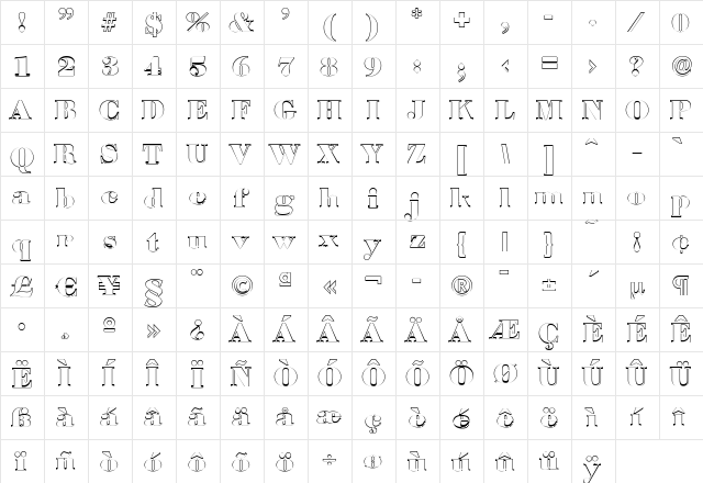 JosephBeckerOutline-Black Regular font glyphpreview