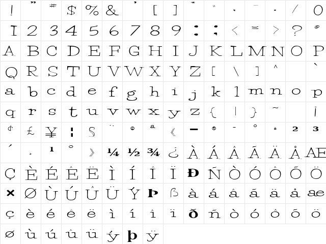 ReigleSSK Regular font glyphpreview