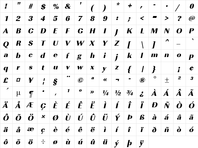 URWImperialTUltBol Oblique font glyphpreview