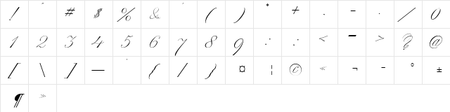 Script Thin pen Regular font glyphpreview