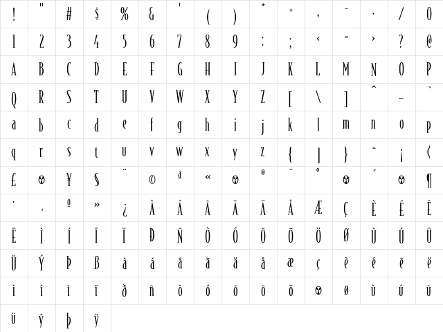 BodegaSerif Light font glyphpreview