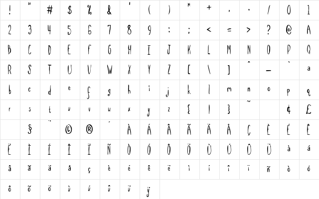 SpillMilk Regular font glyphpreview