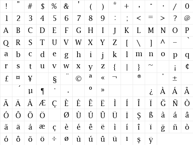 TR America Regular font glyphpreview