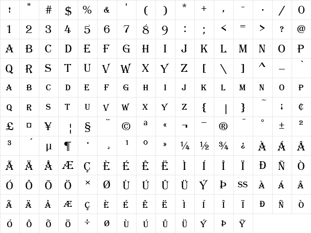 Algerian Basic SC D Regular font glyphpreview