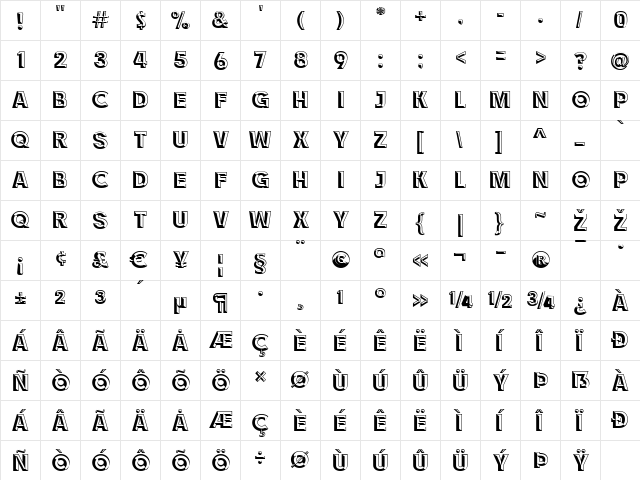 RACE1 Brannt Chiseled NCV Regular font glyphpreview