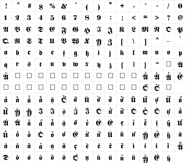 VPS Sai Gon Normal font glyphpreview
