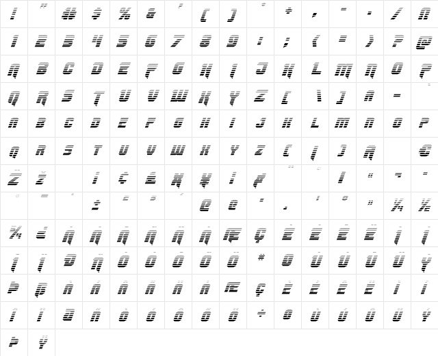 OmegaForce Gradient Italic Italic font glyphpreview
