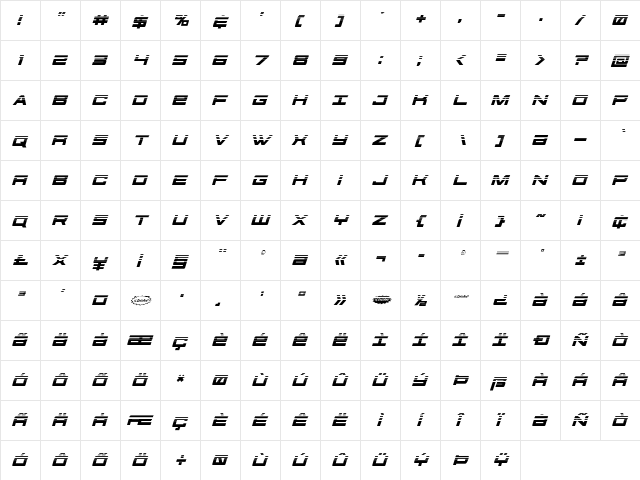 Future Forces Halftone Italic Italic font glyphpreview