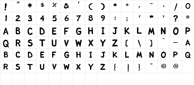Comicka Regular font glyphpreview