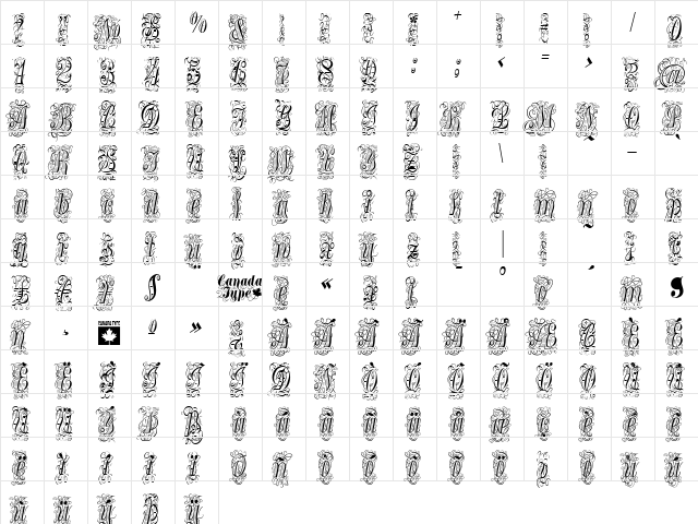 Treasury Flourish Gold Regular font glyphpreview