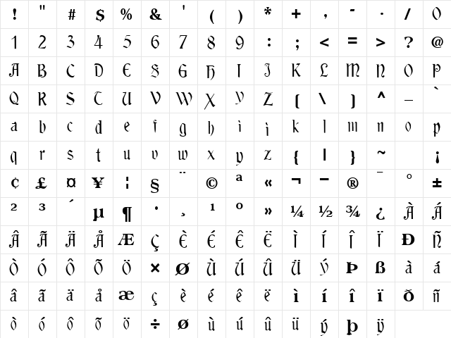 Franklin Regular font glyphpreview
