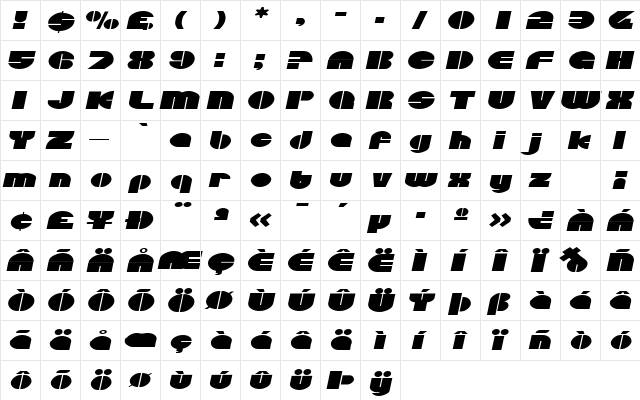 CircularSawExtended Oblique font glyphpreview