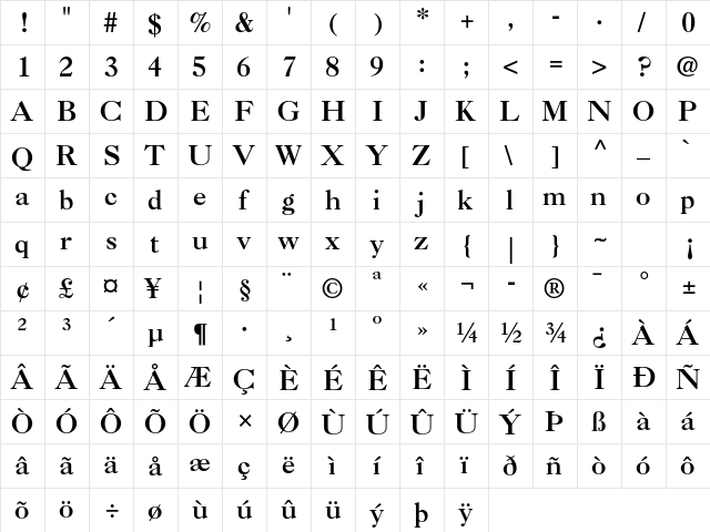 Caslon 3 LT Std Roman font glyphpreview