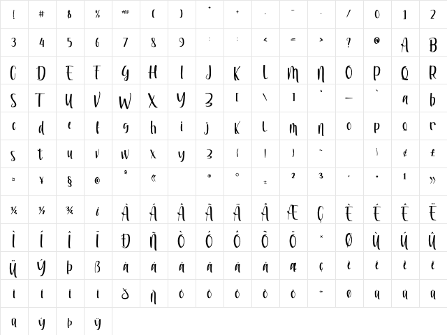 Riyan James Regular font glyphpreview