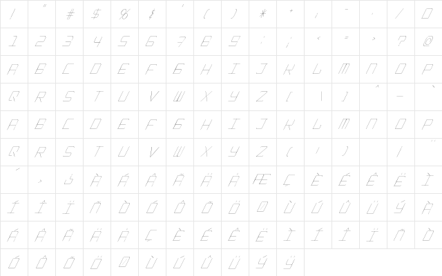 EpicenterThinItalic Regular font glyphpreview