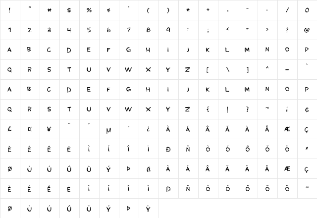 My Grandpa's Farm Regular font glyphpreview