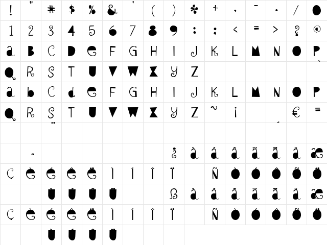 Sybil Green Regular font glyphpreview