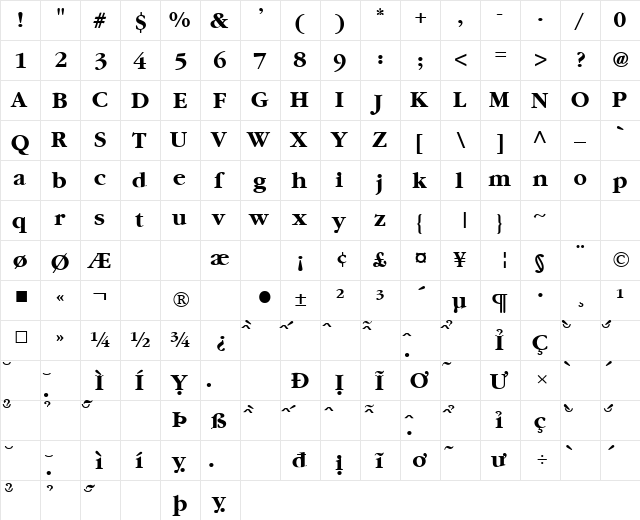 VNI-Garam Bold font glyphpreview