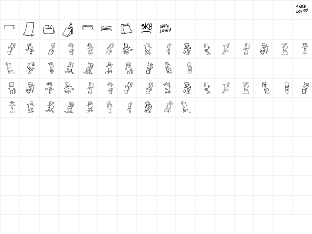 skatelove 2.0 Regular font glyphpreview