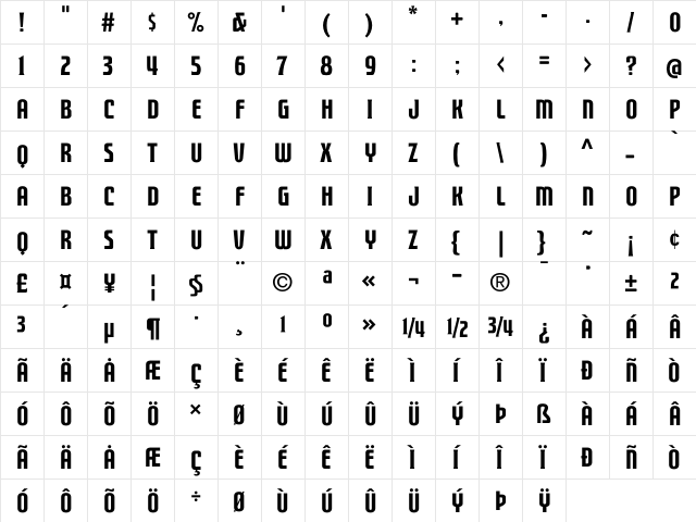 FTY STRATEGYCIDE NCV Regular font glyphpreview