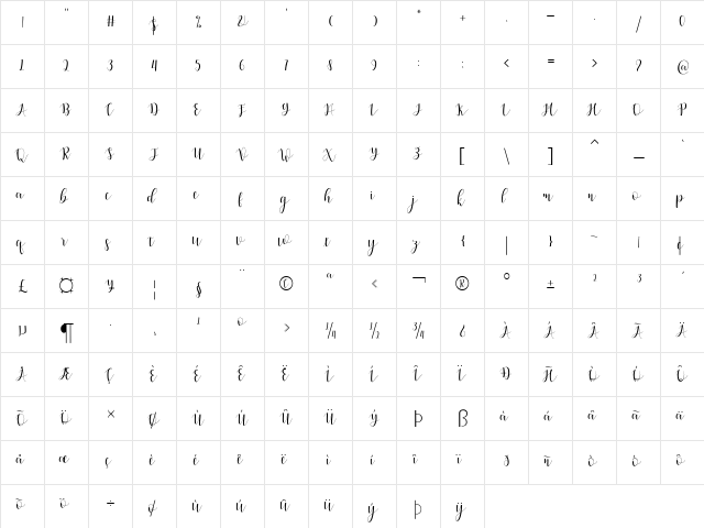 Amelisa Regular font glyphpreview