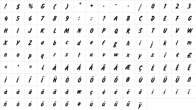 FlashEF Light font glyphpreview